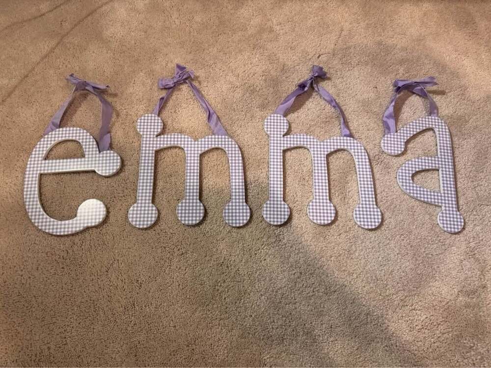 Emma Purple Gingham Wall Hanging Letters - 9”
